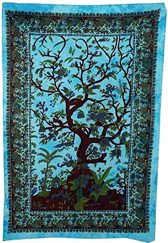 TREE OF LIFE NATURE WALL ART SINGLE BED SOFA THROW BEDDING COVER boho yoga ta...