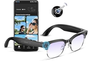 MINGTAWN AI Smart Glasses — Occhiali con Fotocamera Anti-vibrazioni da 8MP, 290 mAh, Chiamate BT, Fotocamera 4K HD con Registrazione Video, Doppio Microfono, IP66, Interpretazione Simultanea/GPT (Luce Blu)