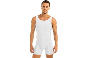 Alvivi Maillot Elástico de Gimnasia Hombre Adulto Body Leotardos Ritmica Danza Ballet sin Mangas Una Pieza Mono Liso Men Unitard Ropa Interior Deporte para Hombre
