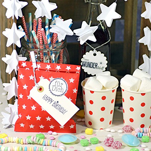 100 Frau Wundervoll Papiertüten Mix rot, 4 Designs zu je 25 Stück / Geschenktüten / Candy Paper Bags - 7