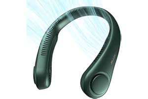 JISULIFE Tragbarer Nackenventilator, Hals-Ventilator ohne Flügel, 5 Geschwindigkeiten, 4000 mAh Batteriebetriebener tragbarer persönlicher Ventilator, Geschenk für Frauen und Männer - Dunkelgrün