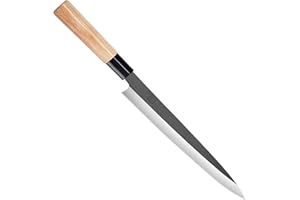 MITSUMOTO SAKARI 28 cm Coltello Yanagiba Giapponese, Coltello Cucina in Lega di Tungsteno, Coltello Sashimi Professionale Forgiato a Mano (Manico in Fraxinus Mandshurica e Squisita scatola di legno)