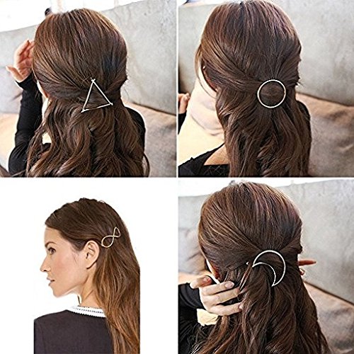 zhichengbosi 7 minimalistisch Dainty Gold Silber Hohl Geometrische Metall Haarspange Haar Clip Zangen, Kreis, Dreieck und Mond etc. silber