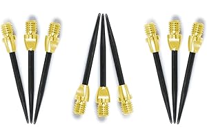 THOR-DARTS 3-6-9-12 pointes en acier pour fléchettes en acier Doré/noir + anneaux en caoutchouc + ailettes en métal