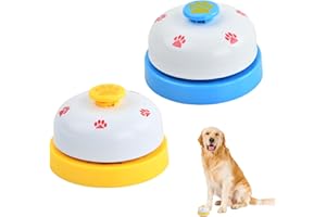 Amexo 2 Pack Pet Training Bells Dog Potty Toilet Training Bell Portable Dog Doorbell for Small Dog Cat Eating Communication (Blue + Yellow)