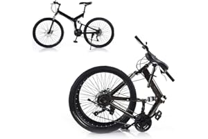 WSIKGHU Bicicleta Plegable para Adultos de 26 Pulgadas, Bicicleta de montaña Plegable, Bicicleta de Carreras de 21 velocidades, Bicicleta para Adultos, 150 kg, Bicicleta de Ciudad, de Acero al Carbono