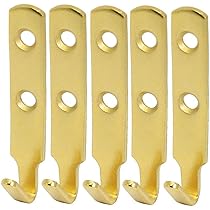 4 X Heavy Duty Brass J Wall Hooks Large Picture/Mirror - Plaster Or Solid Walls - Including - View #5
