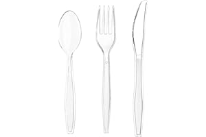 Party2u Clear Reusable Cutlery Set of 150 Pieces Includes 50 Forks, 50 Spoons and 50 Knives -Reusable Clear Cutlery for Tableware, Parties and Dinnerware