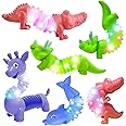 Mumoo Bear Pop Tubes Fidget Toy, Sensory Tubes for Toddlers with LED Light, 4Packs Animal Glow Party Favors, Stress Relief Toys for Autism Kids,Party Supplies for Easter Birthday