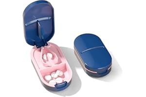 CYXZMYA Tablet Divider, Portable Tablet Splitter, Portable Pill Cutter with Sharp Blades, 2-in-1 Tablet Cutter & Storage Compartment and Blades, for Travel & Daily Use (Blue)