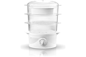 ADLER EUROPE Adler AD633 Vaporera Eléctrica, Cocina al Vapor, Libre de BPA, Temporizador 60 Min., 3 Recipientes Apilables (Capacidad 9L), Cuenco para Preparar arroz, 800W