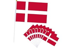 YAAVAAW 10er Dänemark Flagge Klein Dänemark Fahne 21x14cm,Oly Flagge Dänemark Handflagge Dänemark Fanartikel Mini Dänemarks Handgehaltene Flaggen für Oly Deko 2024,Euro Fußball Party EM Deko