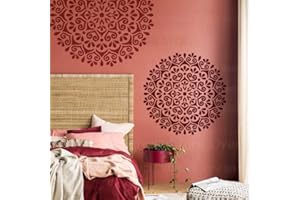 壁涂鸥 BACKGROUNDTURNOVER 50cm Mandala Round Flower Lotus Pochoir Pochoirs Peindre Grand Modèle De Meuble Carrelage Réutilisable Revêtement De Sol De Niche Modèles De Mur Pour Les Graines Murs De Mandala Grands