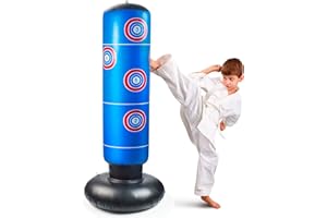 stochastic box Kids Boxing Bag Free Standing 160 cm Inflatable Punch Bag for Kids Free Standing Boxing Bag for Practicing Karate, Taekwondo,De-Stress Boy Girl