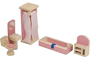 URBN-TOYS Children Wooden Doll House Furniture Gift Toy Sets (Bathroom)
