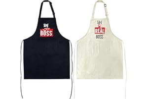 BETESSIN Grembiule Cucina Coppia Impermeabile Divertente Grembiuli da Barbecue Cuoco Chef Idea Regalo per Fidanzamento Matrimonio Anniversario