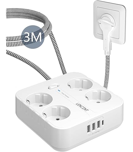 10-voudige platte stekkerdoos, USB-stekkerdoos met