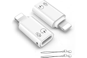 HAUXGOGO Adattatore da USB-C 3.1 a Lightning (Set da 2), Lightning Maschio a USB C Femmina, Adattatore Microfono per Cuffie, Ricarica, Compatibile OTG - Bianco