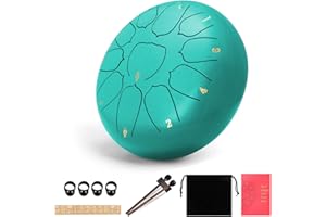 TIWIHON Steel Tongue Drum - 6 Inch 11 Notes D Key Steel Drum Percussion Instrument, Musical Instruments for Adult Beginner, Handpan Drum with Drumsticks for Meditation, Yoga, Musical Education, Mind Healing