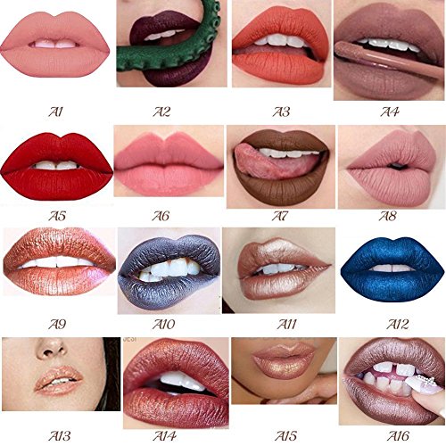 16 Farben wasserdicht langlebig Matte Liquid Lipstick Schönheit Lippe Gloss, Sexy Wasserdichte Long Lasting Moisturizing Lippenstift Lip Gloss/ Fashionable Colors Long Lasting Lipsticks Set - 4
