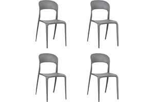 Totò Piccinni Sedia Omega in Polipropilene Moderne Design Impilabile,(L) 43x(P) 50x(A) 84 cm (4, New Grigio)