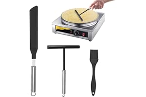 GOTFUN 3 Pezzi Crepes Distributore e Spatola per Crepe, Spatola Crepes in Acciaio Inox, Stendi Crepes con Spazzola in Silicone, Strumenti per Crepes per Fare per Pancake