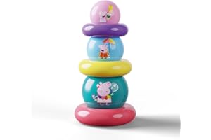 DQB DeQUBE Peppa Pig-Set di Palline impilabili e Cerchi Altezza Totale 25 cm (Deqube 920D00054), Multicolore
