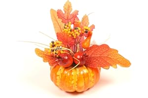 ENLACE Dekoracja dyni, sztuczna dynia, z granatem i żółtym, zakrzywiony melon, dynia, dekoracja stołu na Halloween, Święto Dziękczynienia, dożynki, jesień