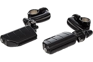 Kuryakyn 7599 Motorcycle Foot Controls: Longhorn Offset Trident Dually Highway Pegs with Magnum Quick Clamps for 1-1/4" Engine Guards/Tubing, Gloss Black, 1 Pair