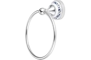 ‎DRELD DRELD 1 Stück Vintage Edelstahl Handtuchring, Wandmontierter Antik Handtuchring Silber, Retro Handtuchring mit Porzellansockel, Eleganter Handtuchring für Badezimmer Küche (157mm Durchmesser)