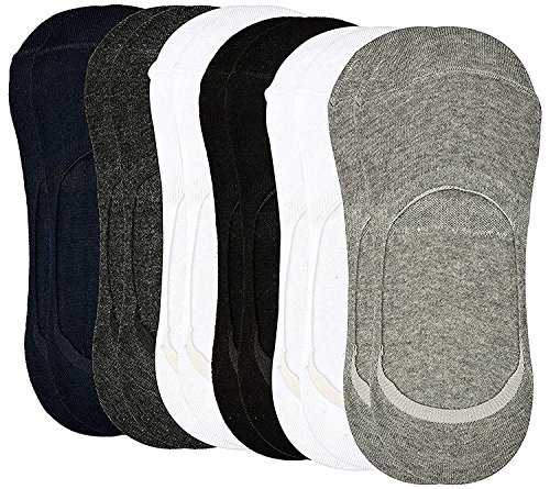 Tex Homz® (Pack of 6) Premium Mercerised Anti Slip Cotton Loafers No show Socks For Men, Women, Boys & Girls , Anti-slip silicone Technology | Unisex Cotton Socks Liners For Daily Use & Sports | Fits Upto UK Size 10, US Size 12 & Euro Size 45 | Pack of 6 pairs Socks ( Grey,White,Blue,Black) RS.265.00
