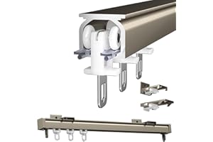 V3VOGUE Robusto Binario Per Tende Da Esterno Bastone Binario A Soffitto In Alluminio, Bastoni Binari Per Tende 50 100 200 350 400cm Per Finestre E Tende Divisorie(Champagne,400cm/13.1ft)