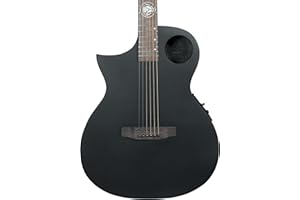 Lindo Neptune Elektroakustische Gitarre für Linkshänder, mit F-4T-Vorverstärker und gepolstertem Gigbag, Schwarz