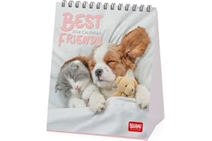 Legami - Calendario da Tavolo 2026, Best Friends, Calendario da Scrivania, 12 Mesi e Planner Annuale, in 6 Lingue, Segni zodiacali, Festività internazionali, 12 x 14.5 cm