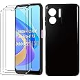 [4 in 1] Case Compatible with DOOGEE N50S/N50 Cover with 3 Pack Tempered Glass Screen Protector for DOOGEE N50S/N50, Slim Fit Soft TPU Shockproof Anti-Scratch Phone Case Cover - Black