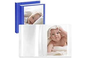 Vienrose Petit Album Photo 10x15, 3 Livres Photos Bébé 52 Pochettes, Couverture Personnalisable, Bleu marine