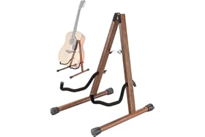 Musbeat Gitarrenständer, Gitarrenständer Holz, Akustik-Gitarrenstände mit Gepolstertem Schaumstoff, Schwarze Walnuss Gitarren Ständer für Akustikgitarre, E-Gitarren, A-Rahmen Boden-Gitarrenständer