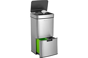 Homra® Nexo Mülleimer mit Sensor 3+1 Fächern | Edelstahl Smart Bin | Küchen Abfalleimer Bewegungssensor | Mülltrennung Elektrisch | Smart Bin | Mülltrennsystem für Mülltrennung in der Küche