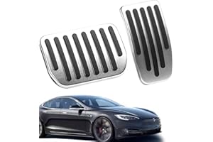 LSYDGN Fußstütze Pedale Set für Tesla Model 3 und Model Y 2021-2023,Anti-Rutsch Tesla Model 3 Model Y Fußstütze Pedal,Aluminium Gaspedal-Abdeckung Bremspedalabdeckung,Silber,1 Paar
