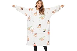 THREE POODLE Sweat à Capuche Femme, Couverture à Capuche Surdimensionnée, Pull Plaid Polaire Sweatshirt à Capuche Ultra Douce et Chaude,Pull Couverture pour Femme, Cadeau