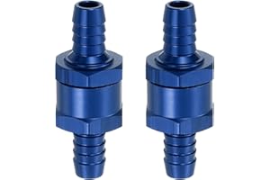 sourcing map 2Pcs 10mm (3/8") Fuel Check Valve, Non-Return One Way Check Valve, Aluminum Alloy Control Accessories for Petrol, Diesel, Gas, Oil, Air, Water, Blue