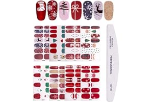 Kalolary 8 fogli Adesivo Smalto per Unghie, Adesivi per Unghie di Natale, Adesivi Unghie Nail Art Copertura Completa Nail Stickers Full Cover Decalcomanie Autoadesivi Unghie