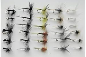 JUST CATCH 30 Summer Trout Fishing Flies Barbless Dry Flies, 10 Varieties,mixed sizes 12 to 16