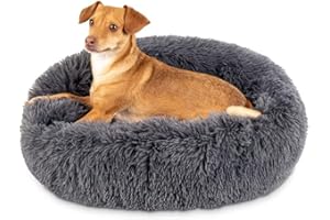 QOFLY Legowisko dla małych psów, okrągłe, Ø 40 cm, szare wzornictwo pączka, antystresowa, poduszka dla psa, sofa dla psa, legowisko dla kota na noc, kosze dla kota, ciepłe zimowe