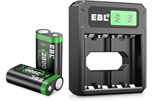 EBL Xbox One Battery 2800mAh 2 Pack and Matched Battery Charger - Xbox One Controller Rechargeable Batteries and Charger Sets, Ultra for Xbox One/One X/One Elite/One S Controllers