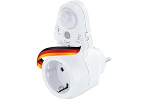 SCHWAIGER 661552 Presa di corrente intermedia PIR rilevatore di movimento adattatore presa di corrente sensore di luce sensore crepuscolare luce notturna ruotabile 100°, portata 8m