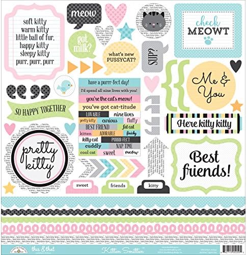 Doodlebug Kitten Smitten Cardstock Stickers, Multi-Colour, 12 x 12-Inch