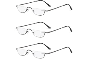 KoKoBin Half Frame Reading Glasses Spring Hinges for Men Women Slim Half Moon Lens Readers Metal Semi Rimless eyewear