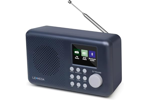 LEMEGA DR3P Radio Numérique Portable (Dab/Dab+/FM avec RDS, 80 Présélections, Écran Couleur 2,4”, Bluetooth 5.3, Prise Casque,Double Réveil), Gris Foncé