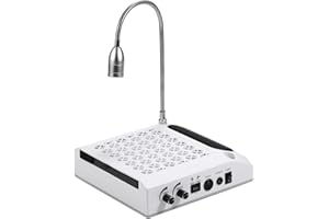 Layhou 80W Professional Nail Dust Collector + Lamp, Nail Vacuum Cleaner Adjustable Wind Speed Powerful Desktop Hoover for Salon Or Home Manicures, Nail Drill Pen Not Included